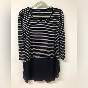 Women's Long Sleeve Round Neck Striped Long Top T Shirt Clothing Blouse Top
